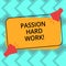 Text sign showing Passion Hard Work. Conceptual photo fuel that inspires and drives showing toward specific goals Two
