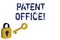 Text sign showing Patent Office. Conceptual photo a government office that makes decisions about giving patents Yellow