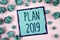 Text sign showing Plan 2019. Conceptual photo Challenging Ideas Goals for New Year Motivation to Start. Concept For Information