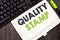 Text sign showing Quality Stamp. Conceptual photo Seal of Approval Good Impression Qualified Passed Inspection