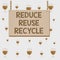 Text sign showing Reduce Reuse Recycle. Conceptual photo environmentallyresponsible consumer behavior Wooden board wood rectangle