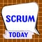 Text sign showing Scrum. Word Written on handwriting as distinct from print written characters of play