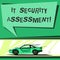Text sign showing It Security Assessment. Conceptual photo ensure that necessary security controls are in place Car with