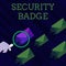 Text sign showing Security Badge. Conceptual photo Credential used to gain accessed on the controlled area Magnifying