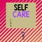 Text sign showing Self Care. Conceptual photo the practice of taking action to improve one s is own health Short hair immature