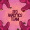 Text sign showing Seo Analytics Team. Conceptual photo showing who make process affecting online visibility web Starfish photo on