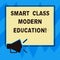 Text sign showing Smart Class Modern Education. Conceptual photo Up to date technological classrooms learning Megaphone Sound icon