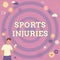 Text sign showing Sports Injuries. Conceptual photo kinds of injury that occur during sports or exercise Businessman
