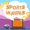 Text sign showing Sports Injuries. Conceptual photo kinds of injury that occur during sports or exercise Hand Typing On