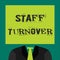 Text sign showing Staff Turnover. Conceptual photo The percentage of workers that replaced by new employees