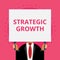 Text sign showing Strategic Growth. Conceptual photo create plan or schedule to increase stocks or improvement Old