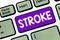 Text sign showing Stroke. Conceptual photo act of hitting or striking someone or something blow mark made