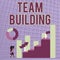 Text sign showing Team Building. Conceptual photo Types of activities used to enhance social relations Business Woman