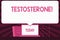 Text sign showing Testosterone. Conceptual photo Male hormones development and stimulation sports substance Blank Huge