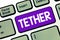 Text sign showing Tether. Conceptual photo use smartphone in order connect computer or other device to Internet