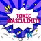 Text sign showing Toxic Masculinity. Concept meaning describes narrow repressive type of ideas about the male gender