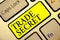 Text sign showing Trade Secret. Conceptual photo Confidential information about a product Intellectual property Keyboard yellow ke