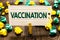 Text sign showing Vaccination. Conceptual photo Treatment which makes the body stronger against infection Clothespin holding noteb