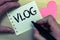 Text sign showing Vlog. Conceptual photo Entertaining multimedia self broadcasting news reporting stories Wood nice love colour ha