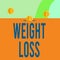 Text sign showing Weight Loss. Conceptual photo Decrease in Body Fluid Muscle Mass Reduce Fat Dispose Tissue Three gold