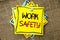 Text sign showing Work Safety. Conceptual photo Caution Security Regulations Protection Assurance Safeness written on Sticky Note