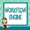 Text sign showing Workflow Engine. Business overview Workflow Engine Lady Drawing Standing Holding Clipboard Presenting