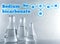 Text Sodium bicarbonate with soda formula and laboratory glassware