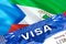 text VISA on Equatorial Guinea visa stamp in passport. passport traveling abroad concept. Travel to Equatorial Guinea concept -