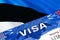 text VISA on Estonia visa stamp in passport. passport traveling abroad concept. Travel to Estonia concept - selective focus,3D