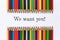 Text We want you! on color pencil background / business concept