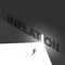 Text wording INFLATION on the big black wall with an opening. Business concept of ambition, challenge, achievement, motivation,