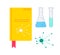 Textbook and flask for study chemistry and experiments
