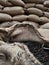 textile bag filled with roasted coffee beans waiting to be sold, Sidama, Ethipoia