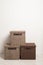 Textile beige and brown storage boxes