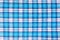 Textile blue box, fabric blue plaid cover. Blue classic checkered pattern. blue checkered fabric closeup , tablecloth texture.