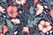 textile leaf pattern summer drawing art fabric flower spring wallpaper. Generative AI.