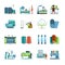 Textile Mill Flat Icons Set