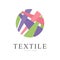 Textile original logo, badge for yarn shop, craft store, company identity, advertising, poster, banner, flyer vector