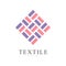 Textile original logo, creative sign for company identity, craft store, advertising, poster, banner, flyer vector