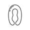 Textile pillow with anatomical bends. Linear icon of body pregnancy pillow. Black simple illustration of accessory for sleeping,