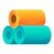 Textile production fiber rolls icon, cartoon style