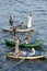 Textile salesmen in their rowing boat near the Esna Lock on the River Nile in Egypt.