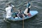 Textile salesmen in their rowing boat near the Esna Lock on the River Nile in Egypt.