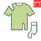 Textile waste color line icon, recycle and torn t-shirt, torn sock vector icon, vector graphics, editable stroke filled