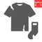 Textile waste glyph icon, recycle and torn t-shirt, torn sock vector icon, vector graphics, editable stroke solid sign