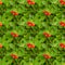 Textiles, wallpapers, packaging. Red rosehip fruits against the green leaves