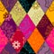 Textille patchwork pattern. Seamless Vector image. Bright tribal patchwork.