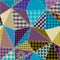 Textille patchwork pattern. Seamless Vector image. Triangles patchwork pattern.