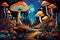 Textural Decorative mushrooms. Generate Ai