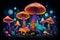 Textural Decorative mushrooms. Generate Ai